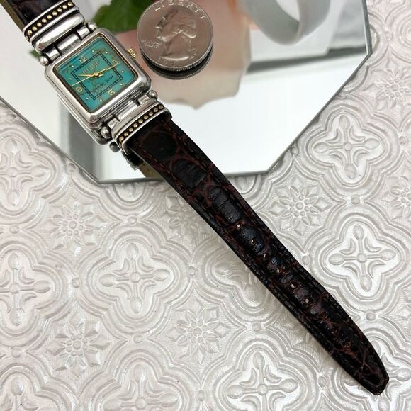 Vintage Ecclissi Sterling Silver Watch with Turquoise Dial and Gold-tone Accents - Picture 14 of 16